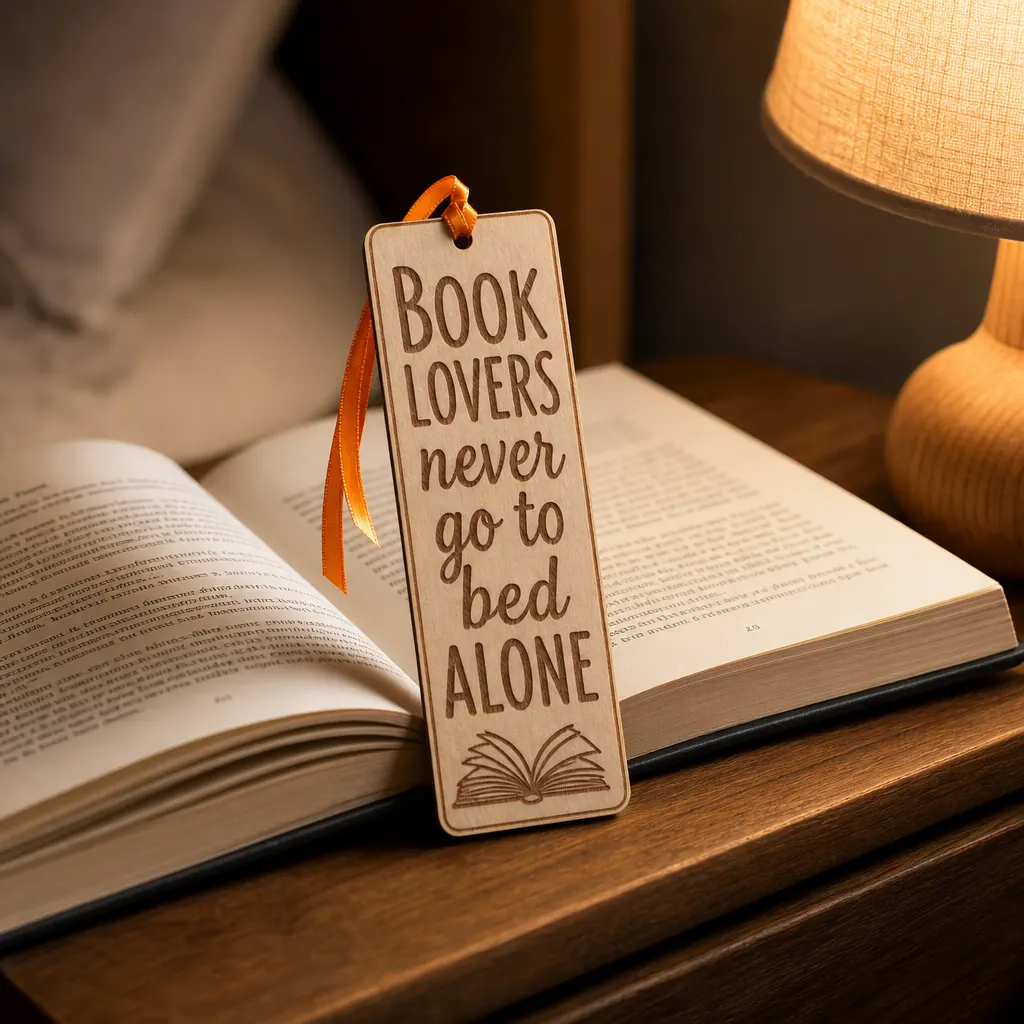 Дървен книгоразделител „Book lovers never go to bed alone“ — снимка 2