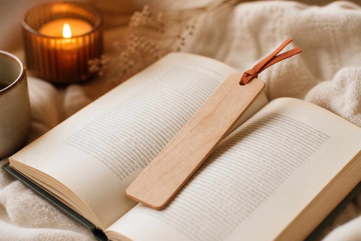 Книгоразделител от брезов шперплат в отворена книга